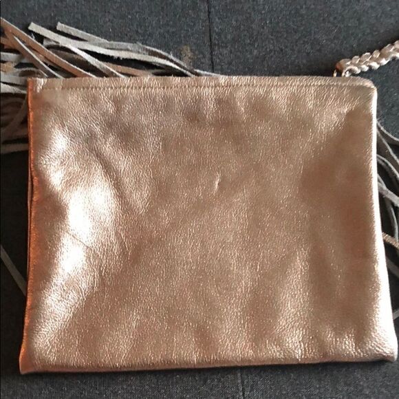 NEW REAL Leather Jennifer Haley Gold Fringe Pouch - Picture 2 of 4